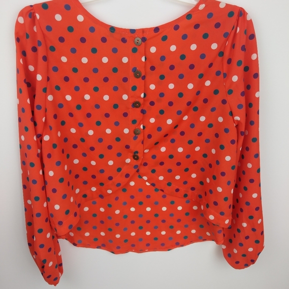 Charming Charlie Polka Dot Back High-Low Blouse, Size Medium - Picture 8 of 9